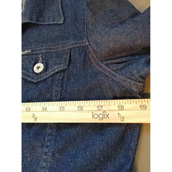 Vtg Pepe Jeans London Jacket Womens Medium Blue Metallic Cropped Sparkle Y2K - Picture 11 of 12